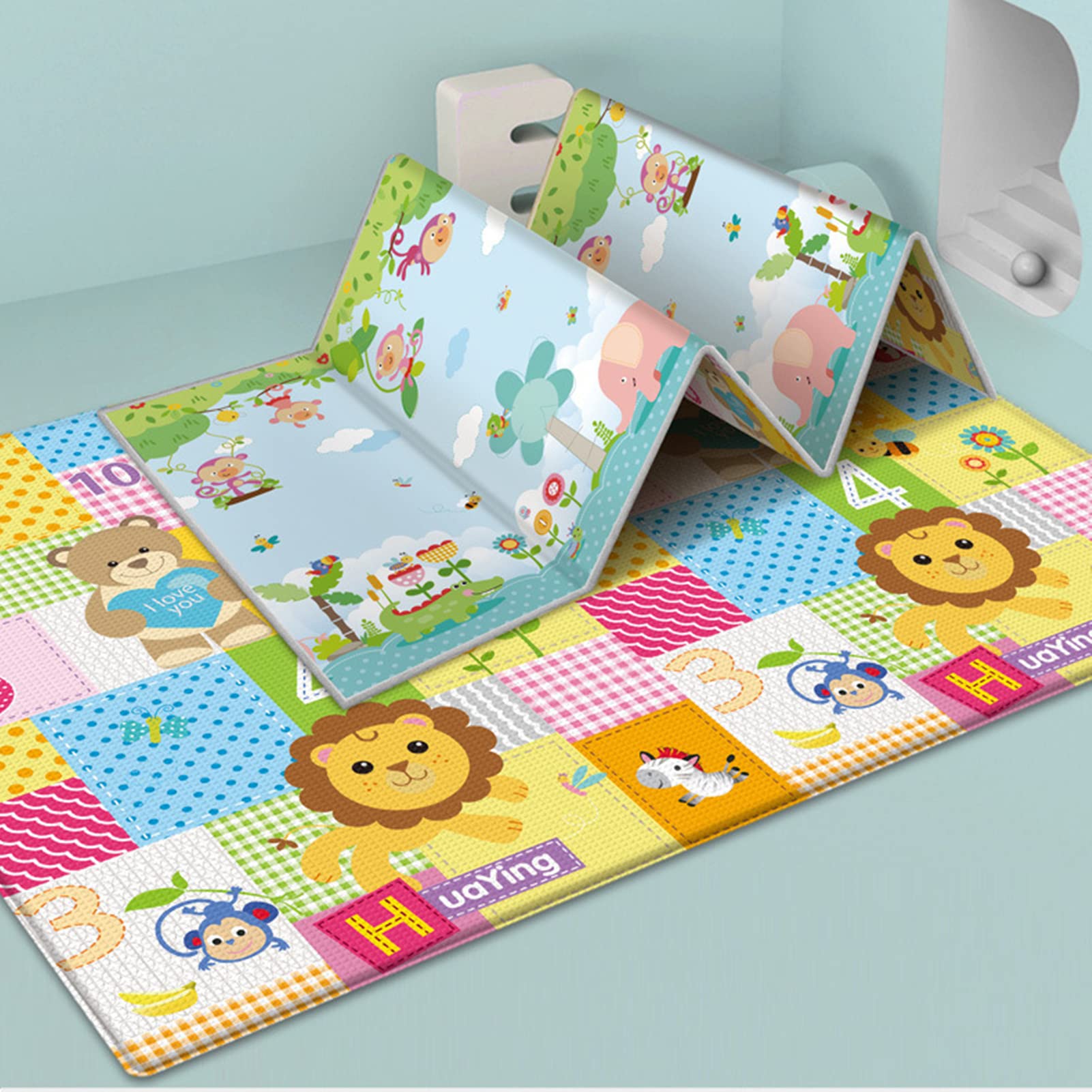 TAME Baby Play Mat, Extra Large Baby Play Crawling Mat, Portable Waterproof Play Mat for Baby Kids Infants Toddlers, Double Sided Fun & Stylish Playmat Exercise Mat Activity Gym Mat Room Decor