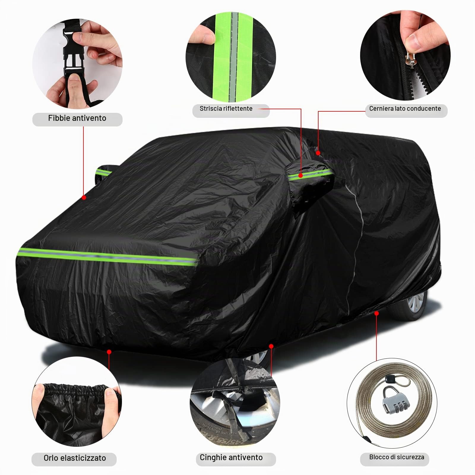 Telo Copriauto, Impermeabile Copriauto Sostituzione per Ford Transit Custom L1H1 2012-2022, Tutte Condizioni Atmosferiche Copertura per Auto con Porta con Cerniera e Cinturino Antivento