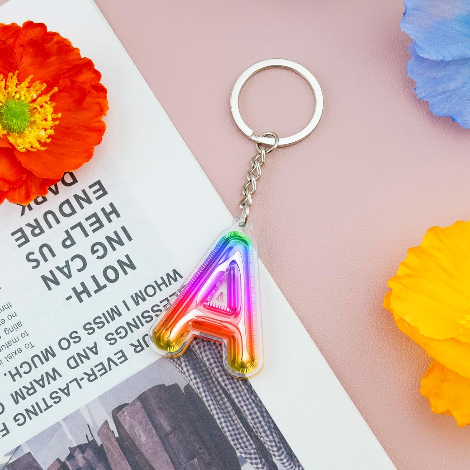 Acrylic Fashion Color Keychain for Women Girls, Acrylic Initial Keychain, Key Handbag Backpack Charm (A-Z) image 5