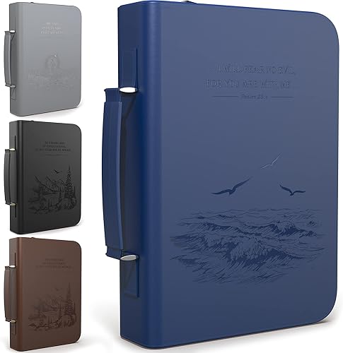 DEHITE Funda para la Biblia para mujeres y hombres, bolsa de transporte de cuero para la Biblia, tamaño grande, se adapta a libros de 7 x 10.1 x 1.9