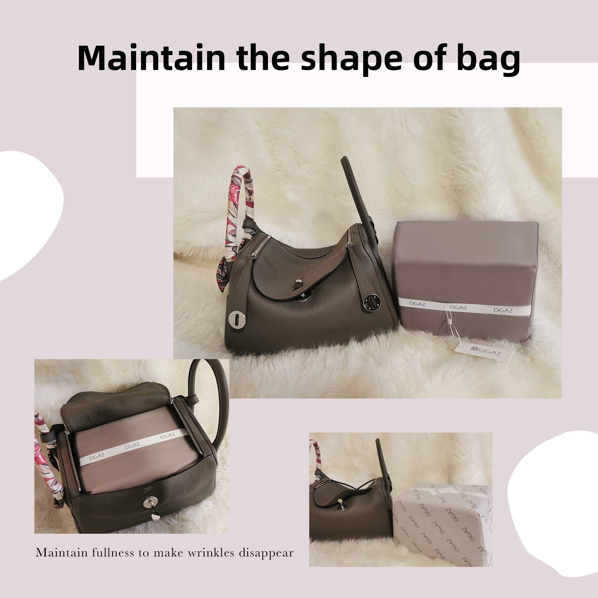 DGAZ Soie Organisateur De Sac à Main Pour Hermès Lindy 19/26/30/34, Organisateur De Sac à Main Et De Fourre-tout De Luxe (LD19, Rose