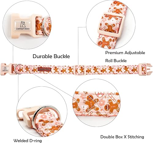 Miniatura 2 de Lionheart glory Collar de Navidad para perro, collar de hombre de jengibre, ajustable, suave, collar rosa para perros pequeños, medianos y grandes,