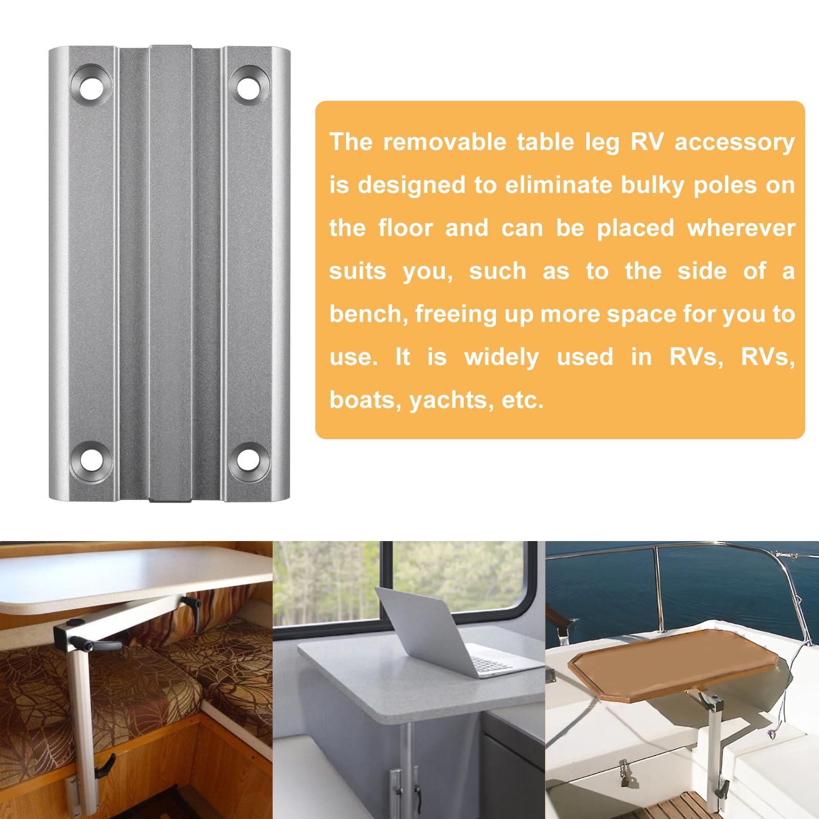 RULLINE Accesorios extraíbles para patas de mesa RV – Soporte de aleación de aluminio para mesas, soporte giratorio para caravanas, autocaravanas y yates (soporte)
