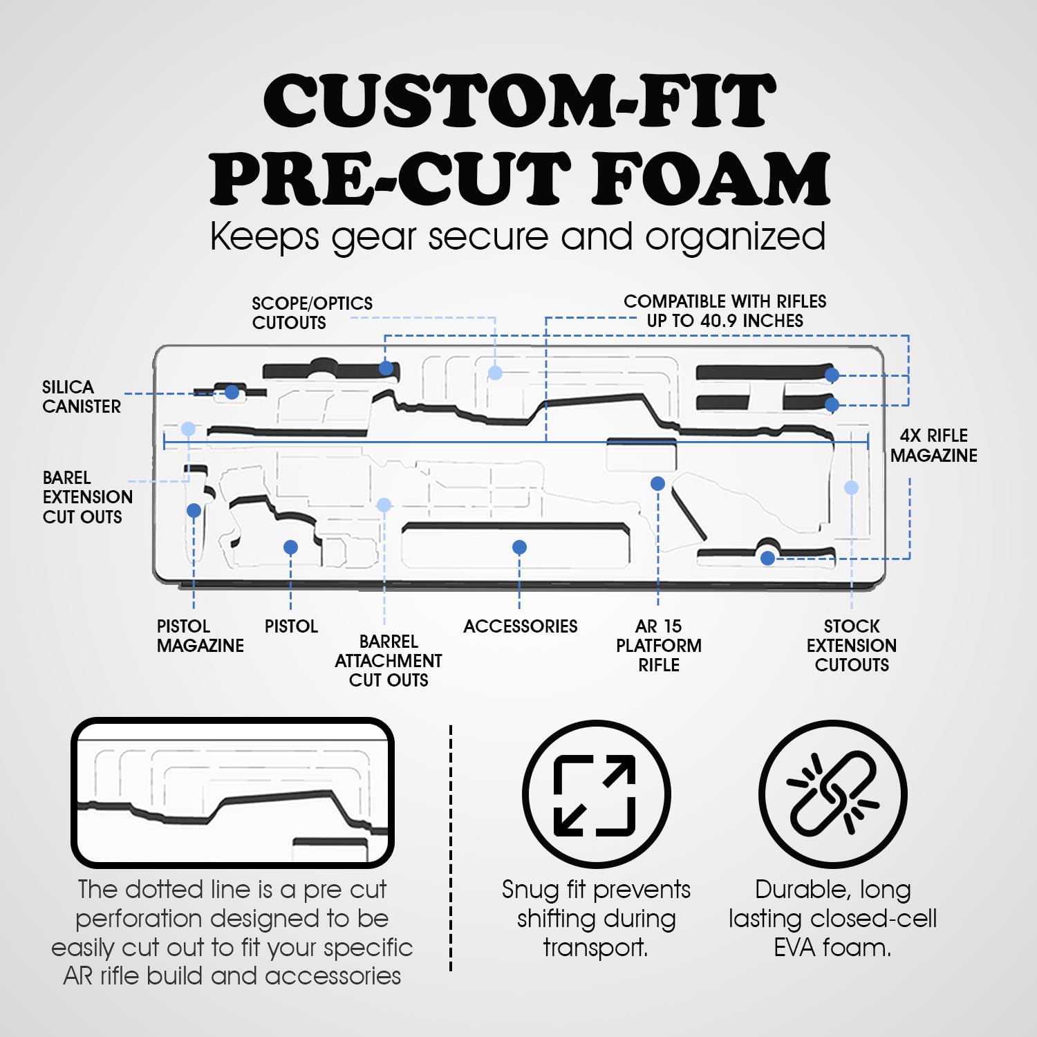 Valkyrie Waterproof Rifle Case with Custom-Fit Pre-Cut Foam for Pistol, .223 & 5.56 Magazine - TSA Approved Rifle Hard Case with Foam, Impact Resistant, Waterproof - Secures Gun Storage and Transport