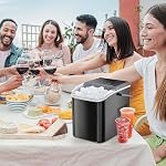 Sweetcrispy Machine à glaçons avec poignée, 26lbs/24H Machine à glace portable, 9 Cubes de glace Bullet Prêt en 6 Mins, Auto-nettoyage, Machine à glace compacte tranquille pour la maison, cuisine, RV, Camping, Noir