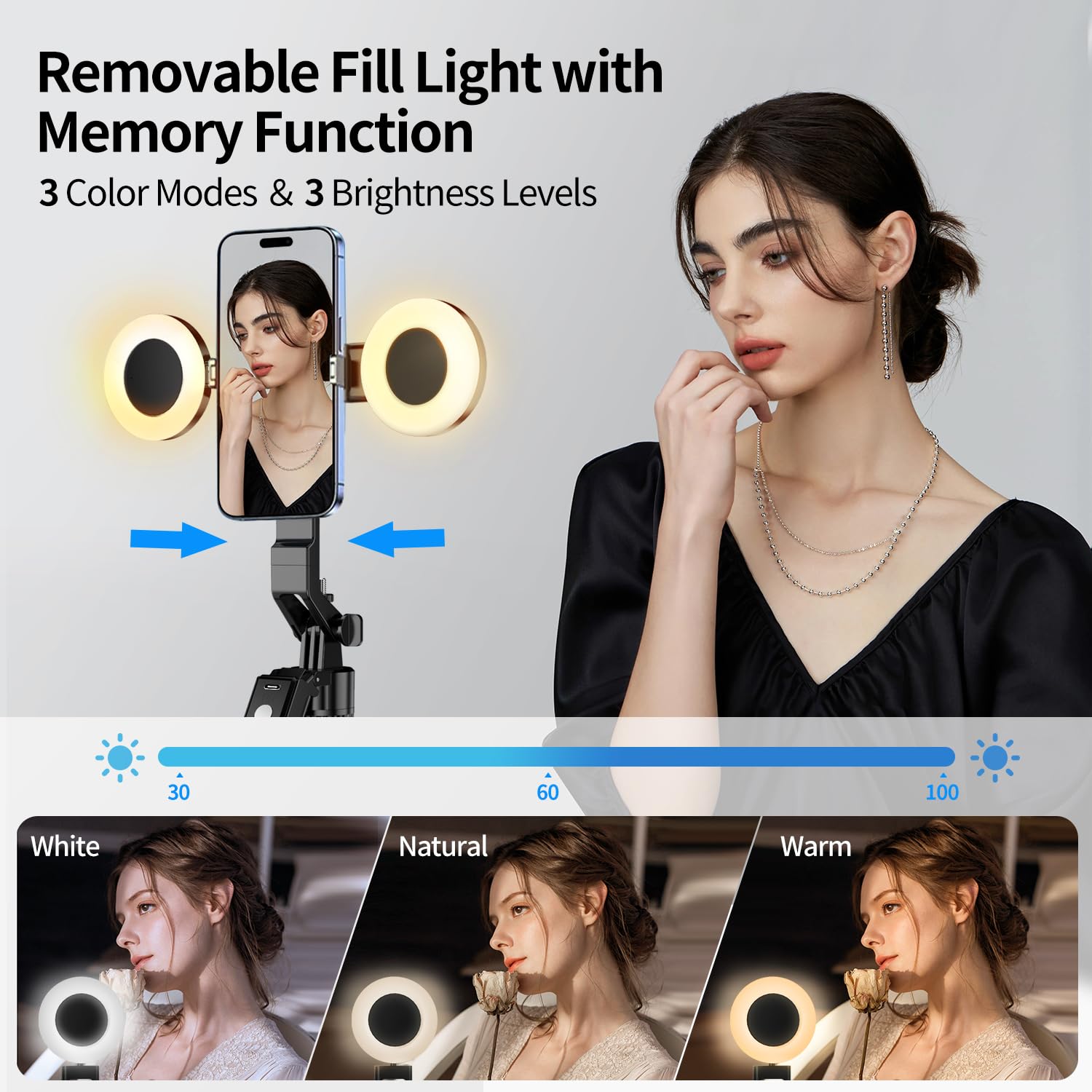 yAyusi Vlogging Kit pour iPhone/Andriod, Kit Youtuber Complet avec Automatique Trépied Smartphone de Suivi du Visage Rotation à 360°, Microphone, Lumières de Remplissage, Télécommande