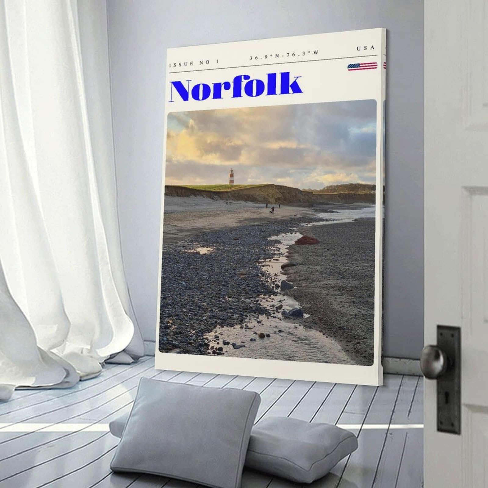 Junmoney Norfolk Virginia Lighthouse Travel Art Canvas Wall Picture, 08x12inch(20x30cm), for Wall Displays, Bedrooms Or Room Updates, Wall Decor Suited to Curated Displays
