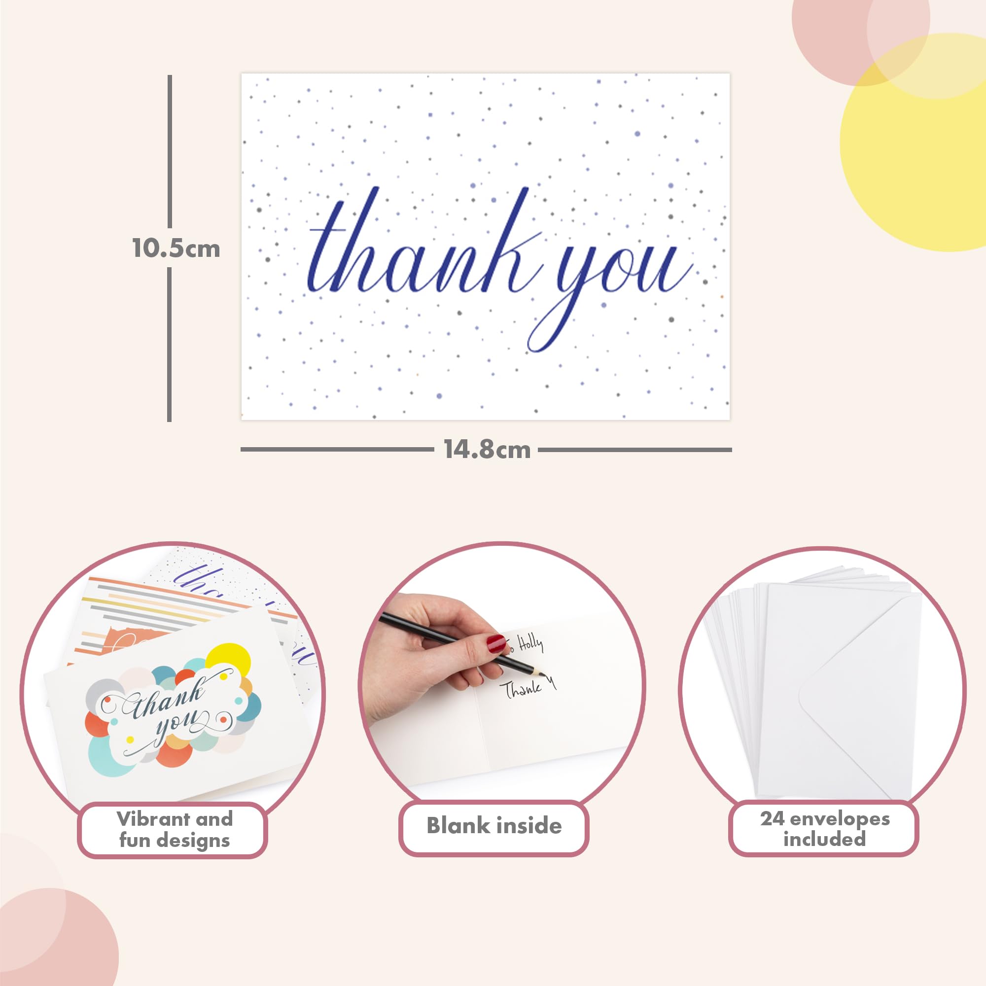 WERNNSAI Biglietti Di Ringraziamento Per Bambini: 24 Set Con Buste E Adesivi, Disegni Carini Di Orsetti E Fiori, Perfetti Per Festine Di Compleanno E Festa Della Mamma - 2