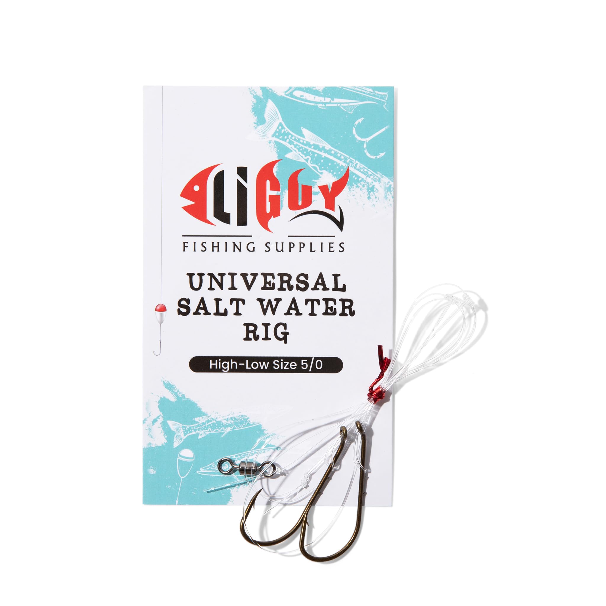 Long Island Guy Fishing Supplies - Saltwater Fishing Hook Rigs, Heavy Duty Stainless Steel Salt Water Surf Rig High Low Bait Rigs with J Hook Offset 70LB Mono leader Perfect for Bluefish Hook Size 5/0