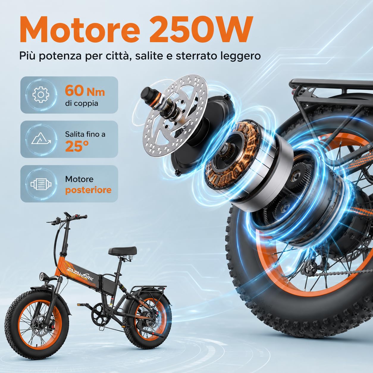 Bici Elettrica Pieghevole 20"×4.0" Fat Tire, Bicicletta Elettrica 48V 20Ah Batteria Rimovibile fino a 120 km 250W,60 Nm, 7 Velocità per Adulti, Freni Idraulici Doppia Sospensione per Ogni Terreno