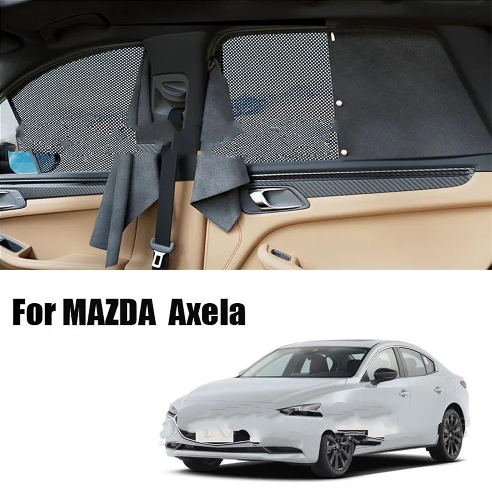 przeciwsłonecznych do samochodu Pasuje do MAZDA Axela 2014-2024 Dwuwarstwowa magnetyczna osłona przeciwsłoneczna do samochodu, boczna szyba, osłona prywatności(Rear 2014-2018)