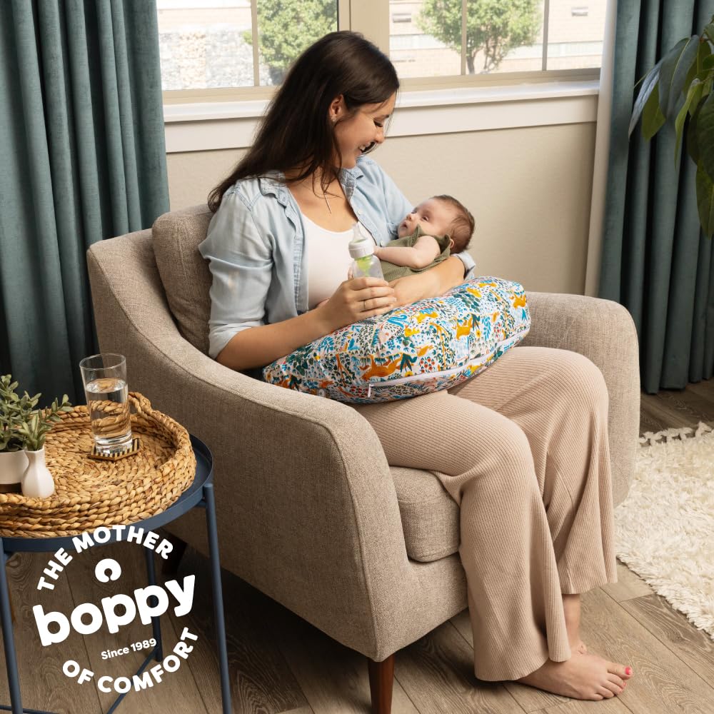 Boppy Nursing Pillow - Firm, Ergonomic U-Shaped Bottle and Breastfeeding Pillow with High Lift for Comfort and Support, Spacious Surface - Colorful Forest Animals - Image 9