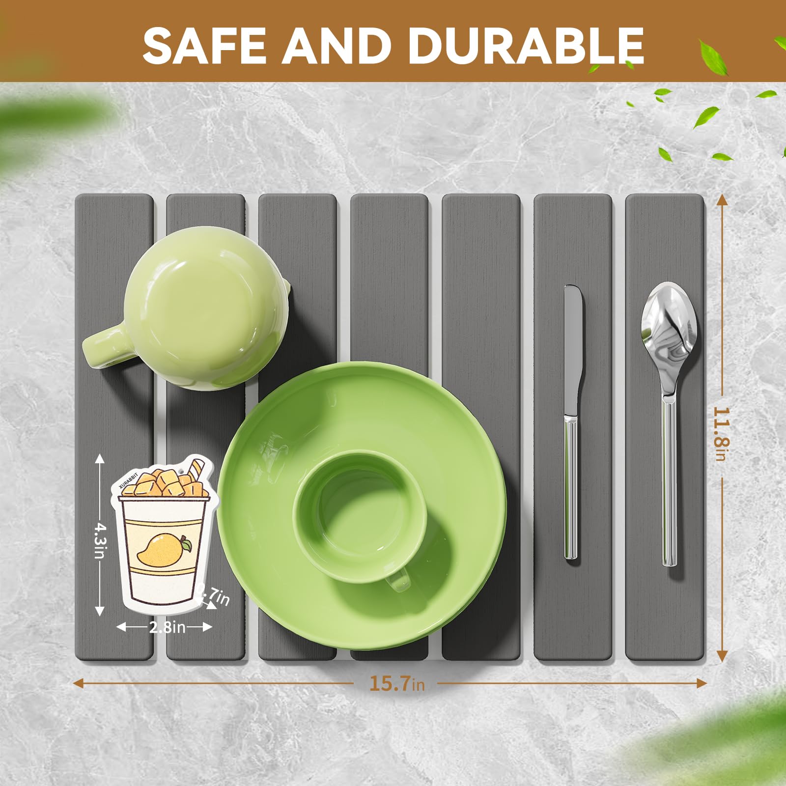 Stein-Abtropfmatte für Küchentheke, 39 x 30 cm, faltbar, schnell trocknend, Stein-Küchenmatte, umweltfreundlich, saugfähig, Kieselgur für Geschirr, Flaschen, Tassen, Badezimmer, jede Arbeitsplatte