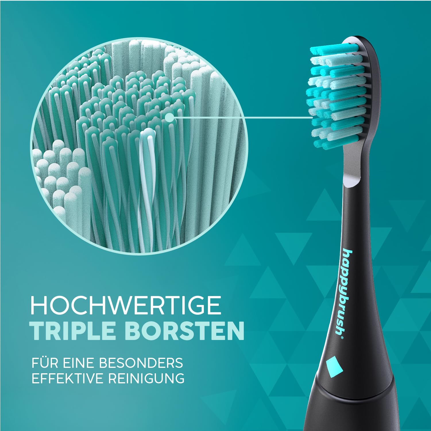 happybrush® Nachhaltige Aufsteckbürsten für elektrische Schall-Zahnbürste Eco VIBE 3 - Schwarz/Mint - 9 Stück