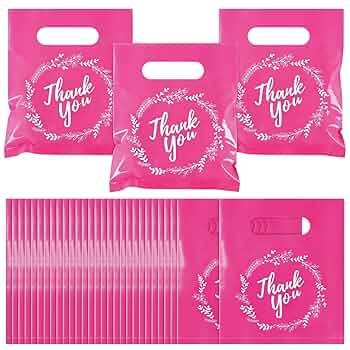 GOOHOCHY 200pcs Thank You Bags With Handles Shopping Bags Reusable Retail Bags Small Business Packaging Products Bags