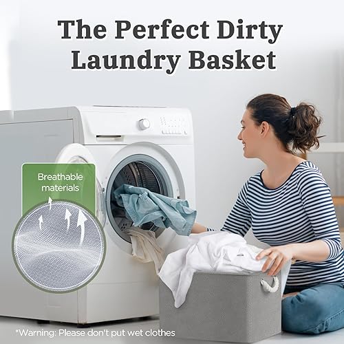 Miniatura 4 de KITCSTI - Cestas de almacenamiento extra grandes rectangulares de 17 x 12 x 15 pulgadas cestas de almacenamiento para organizar la tela organizador