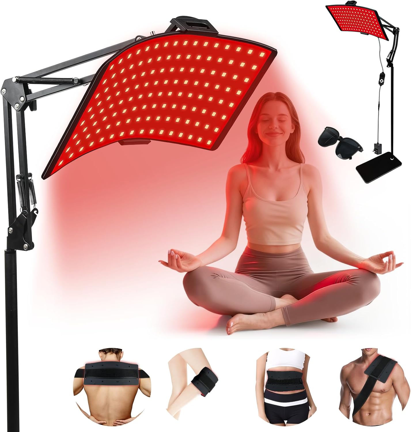 Red Light Therapy for Body & Face with Quick Clip, Infrared Light Therapy Lamp with Adjustable Stand, 660nm & 850nm Red Light Therapy Panel for Waist Knee, Muscle Recovery