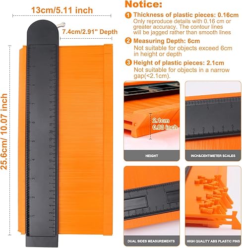 Miniatura 3 de Herramienta de contorno y forma de calibre estupendo de 10 pulgadas, herramienta de perfil de medidor de contorno con cerradura, herramientas de
