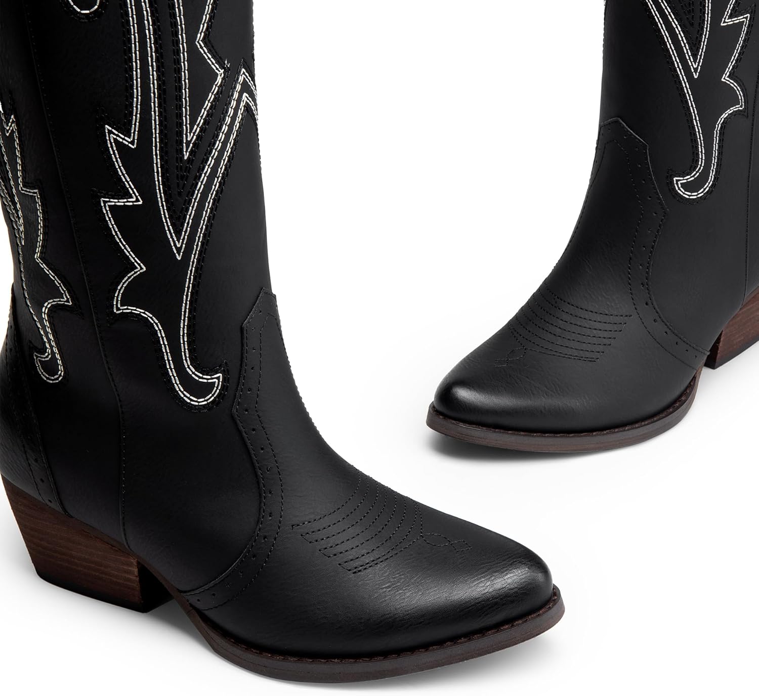 DREAM PAIRS Women's Embroidered Western Pull-On Knee-High Cowboy Boots - Image 6