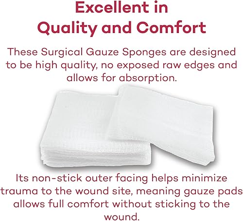 Miniatura 2 de Dealmed Esponjas quirúrgicas de 4 x 4 pulgadas, 8 capas, esponjas de gasa absorbente no tejidas para el cuidado de heridas, botiquines de primeros