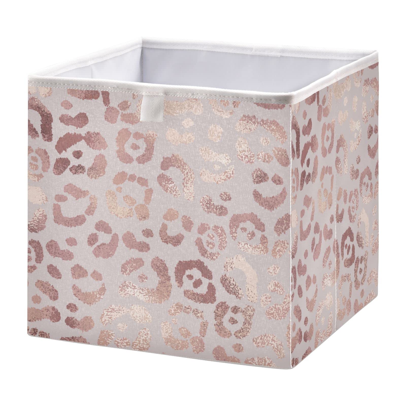 Bolaz Leopard Print Cheetah Rose Gold Closet Organizers Storage Cubes Storage Bins Shelf Baskets Containers for Home Kids Room Toys Office,Square