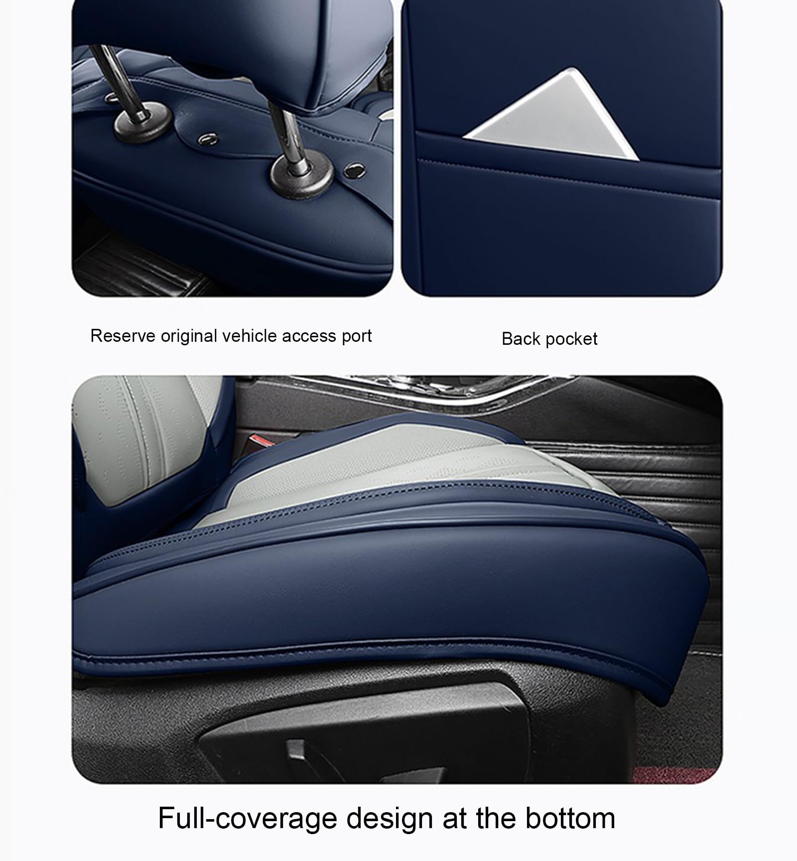 Coprisedili per Auto universali in Pelle Copertura Completa, | SUV e camion, protezione per sedile automobilistico in pelle PU premium con design antiscivolo