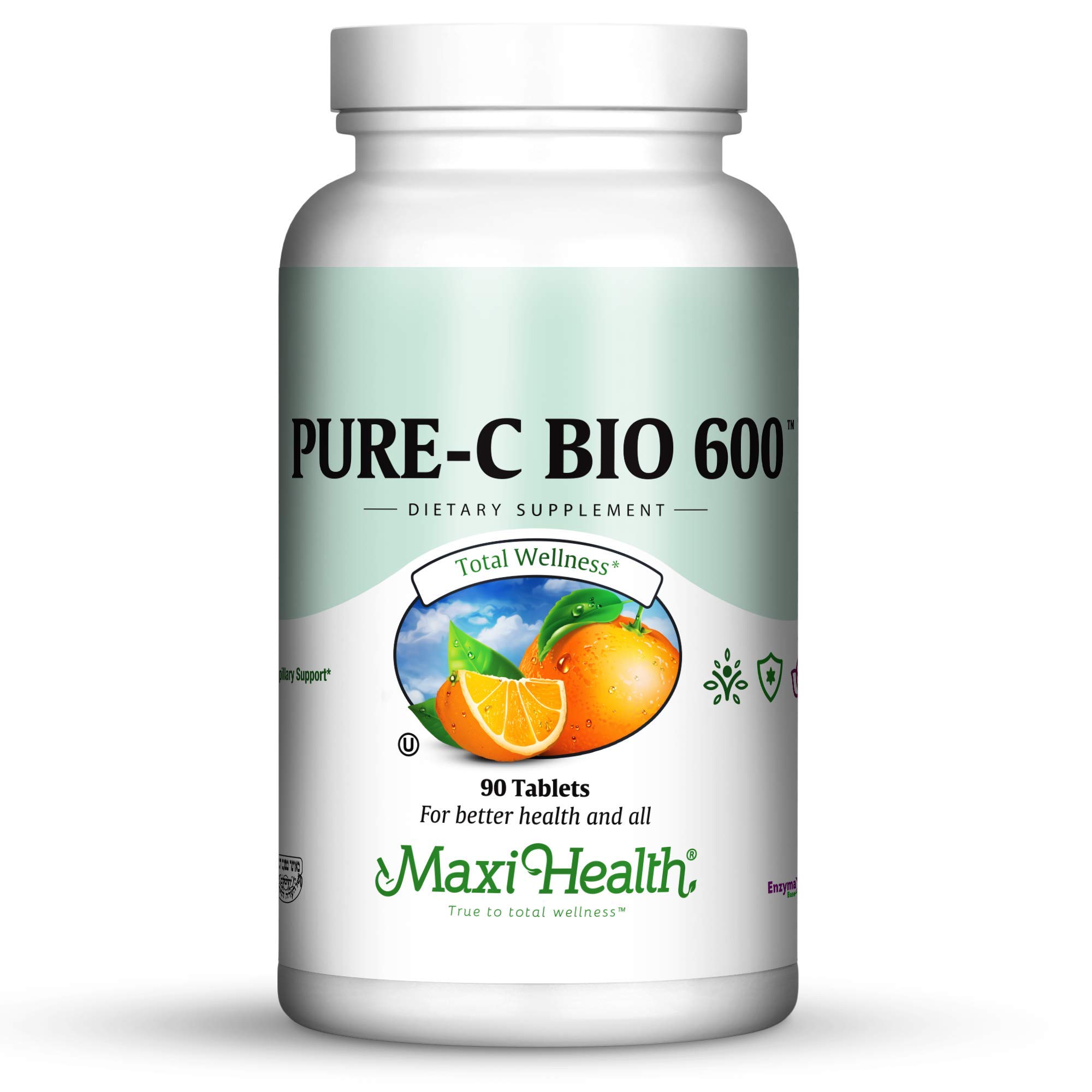 Maxi Health® Vitamin C Tablets 600mg with Bioflavonoids (90 Count) 90 Count (Pack of 1)