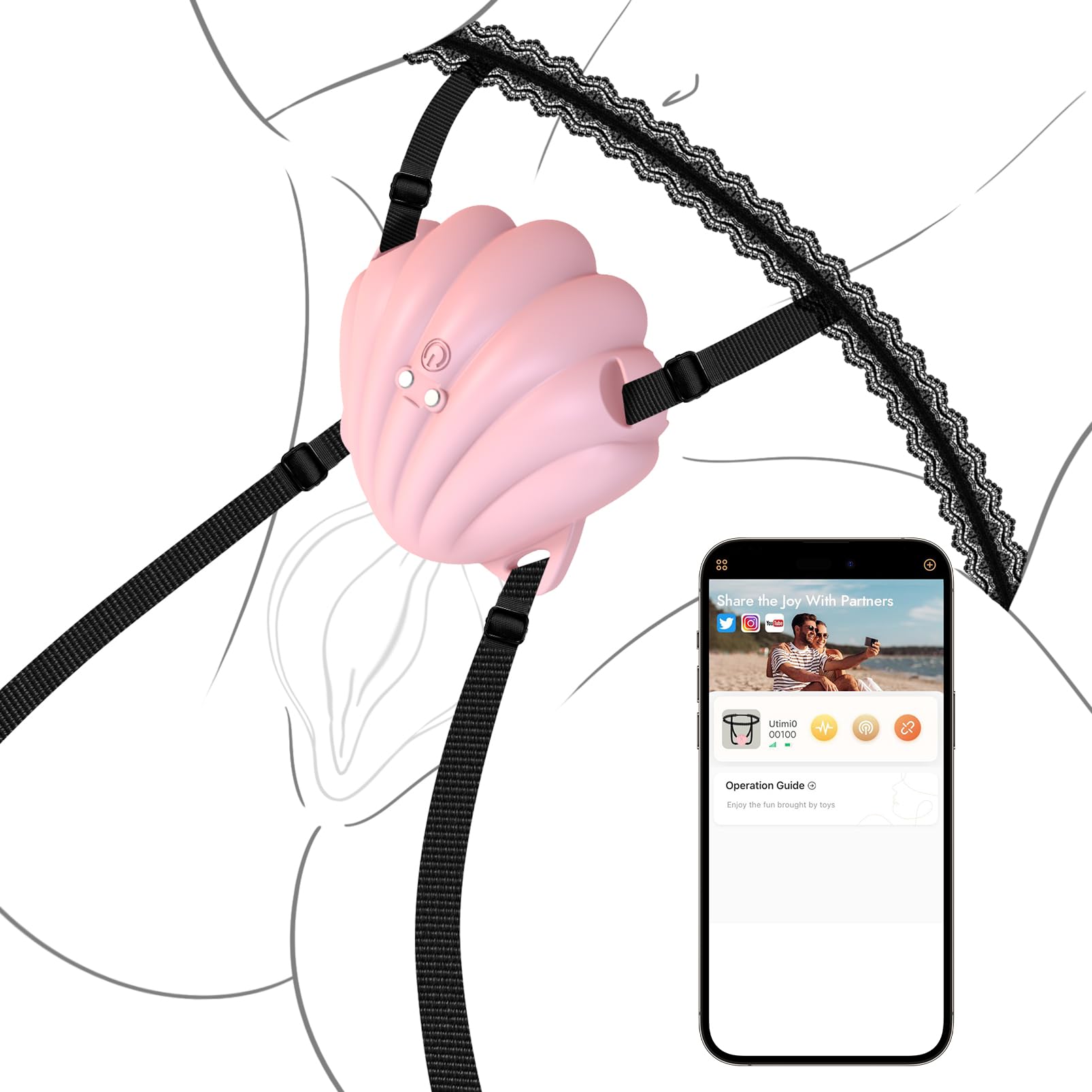 Wearable Panty Vibrator Couples Sex Toys - APP Remote Control Mini Clitoral Vibrators with 8 Vibrations Hand Free