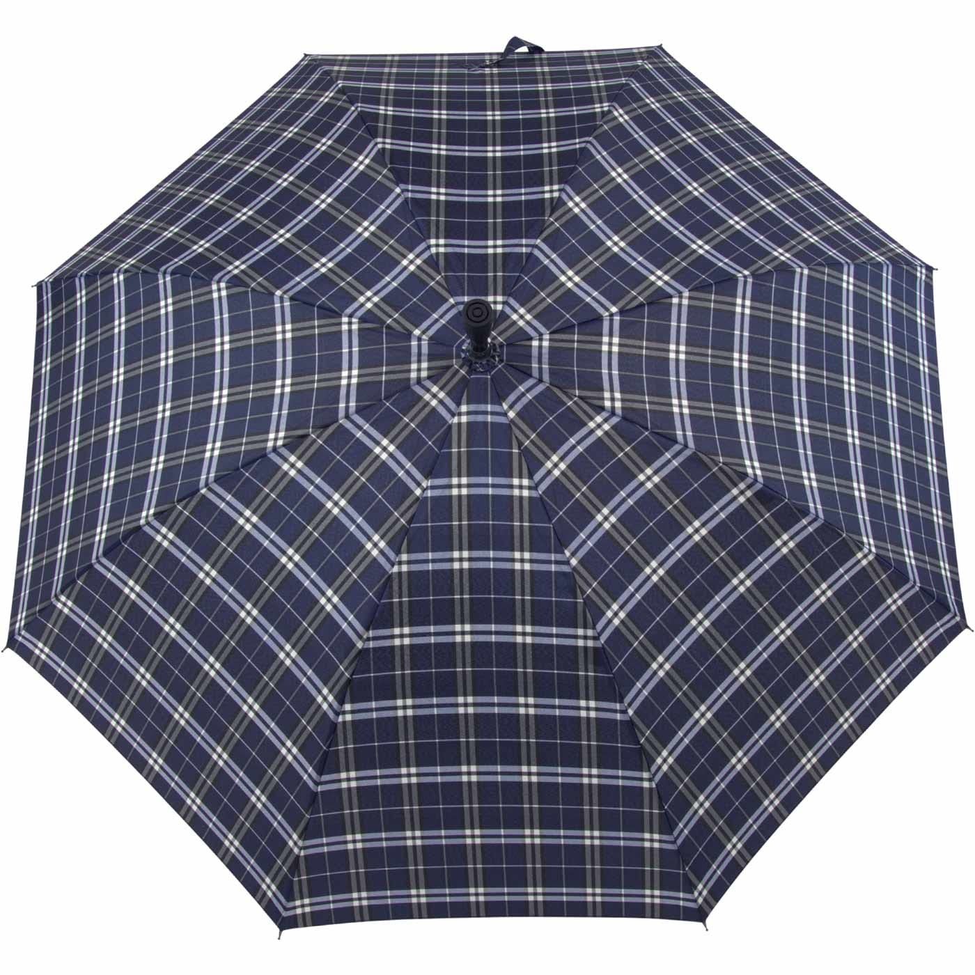 iX-brella Altura ajustable con mango de madera, azul de cuadros, 105 cm