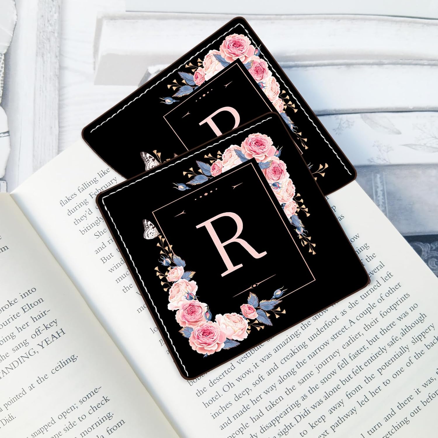 2 Pack A-Z Leather Book Corner Bookmark, Durable Handmade Reading Accessories - Gifts for Readers, Women, Men, Teachers, Students R - Image 5