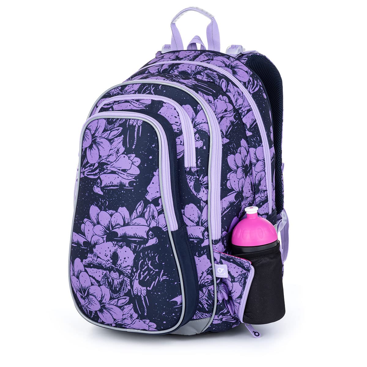 TOPGAL LYNN – Schulrucksack für Mädchen ab 3. Klasse, ergonomisch & leicht, wasserabweisend, mit reflektierenden Elementen, 27 L Schulranzen mit Brustgurt & Rückenpolsterung (Blumen)