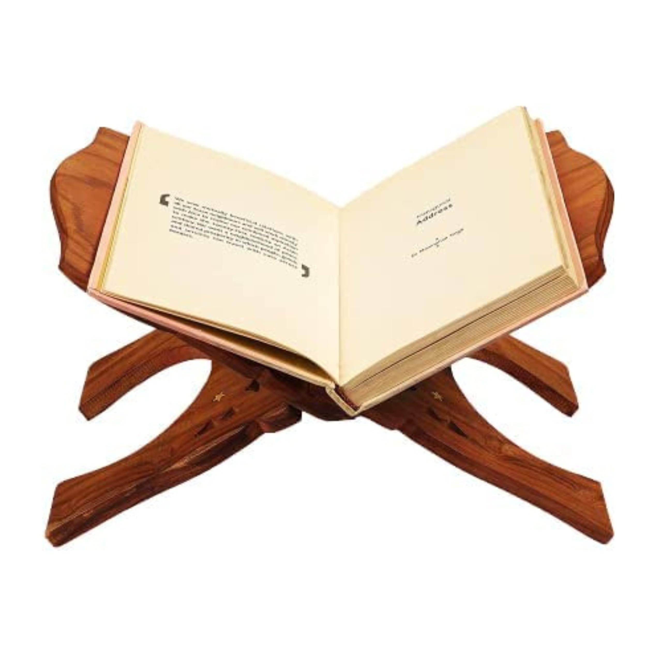 Wooden Foldable Book Stand | Handcrafted Rehal for Quran, Bhagavad Gita & Bible | Decorative Carved Holy Book Holder | Portable & Durable Reading Stand (Brown) 10 inches-image-46