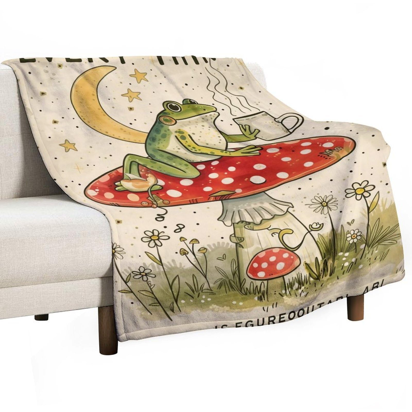 YHGSREUOH Everything Is Figureoutable Relax Frog Mushroom (1) Flannel Blankets Fleece Soft Throw Lightweight Plush Gifts for Couch, Bed, Cozy Sofa Plush, Chair, Lovers 150x200cm(60x80in)