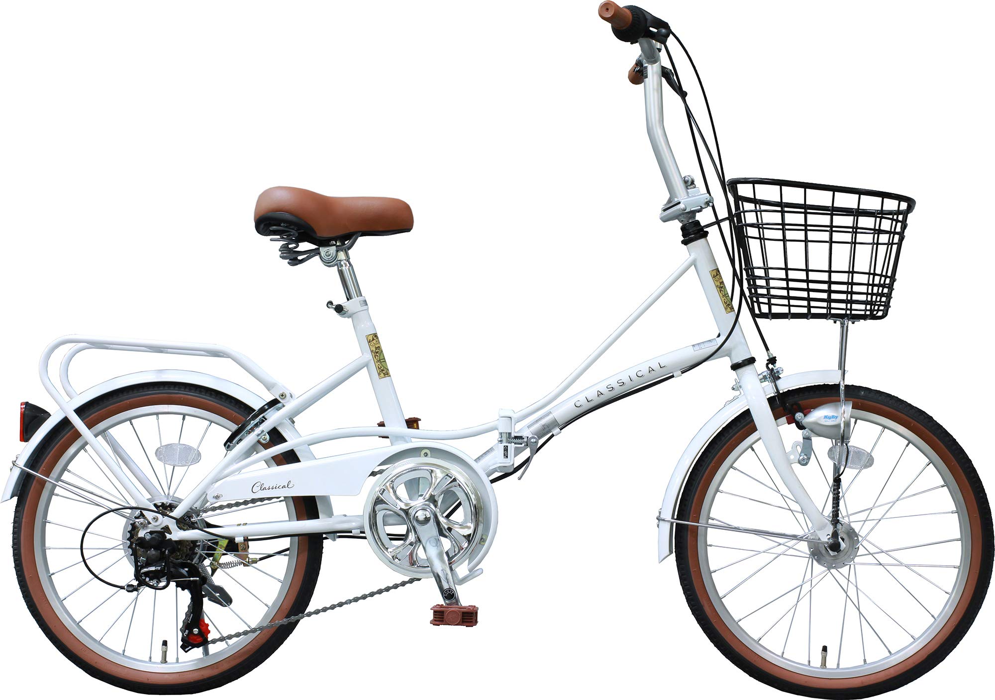 Amazon | LEDオートライト 20インチ 折りたたみ自転車 シマノ6段変速 