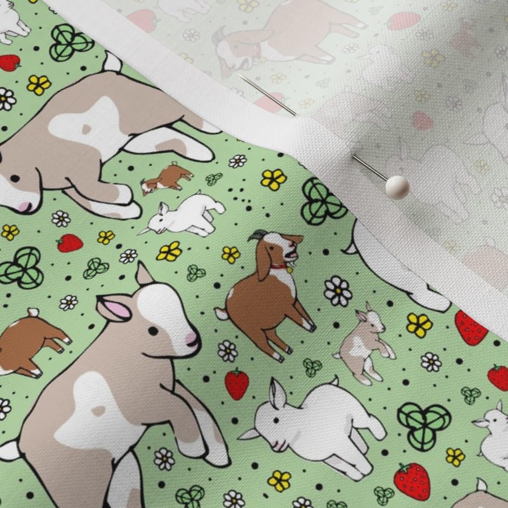 Spoonflower Fabric - Goat Party Goats Happy Cute Pattern Printed on Petal Signature Cotton Fabric by The Yard - Sewing Quilting Apparel Crafts Decor
