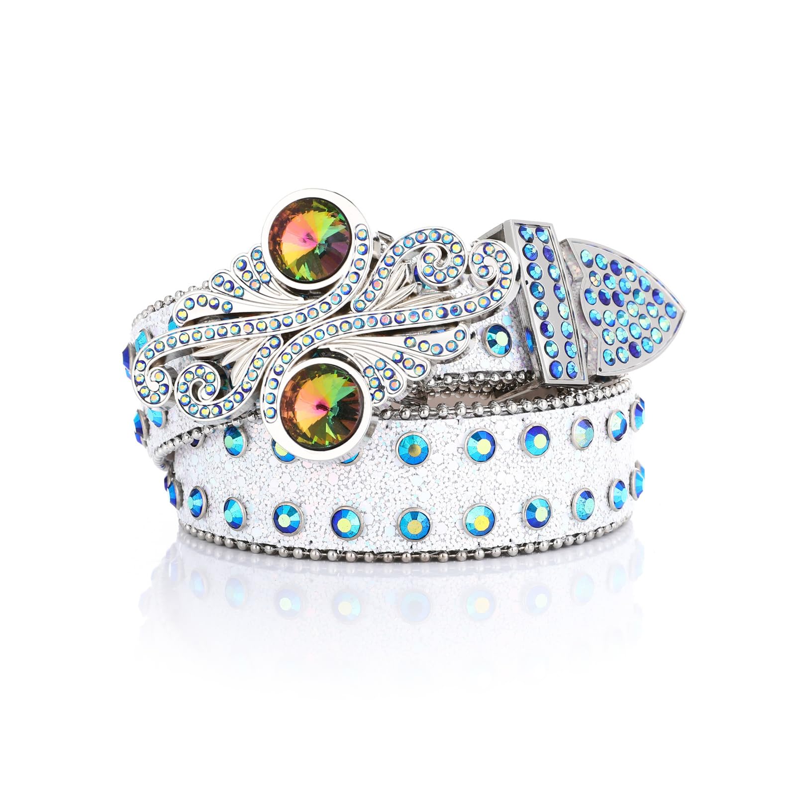 Cinturón ancho de PU con adornos de diamantes de imitación