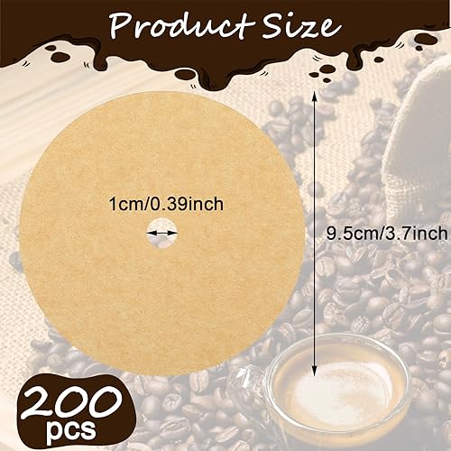 Miniatura 2 de Yolev 200 piezas de papel de filtro de café desechable, papel de filtro de café desechable de 3.75 pulgadas, filtros de café adecuados, filtro de