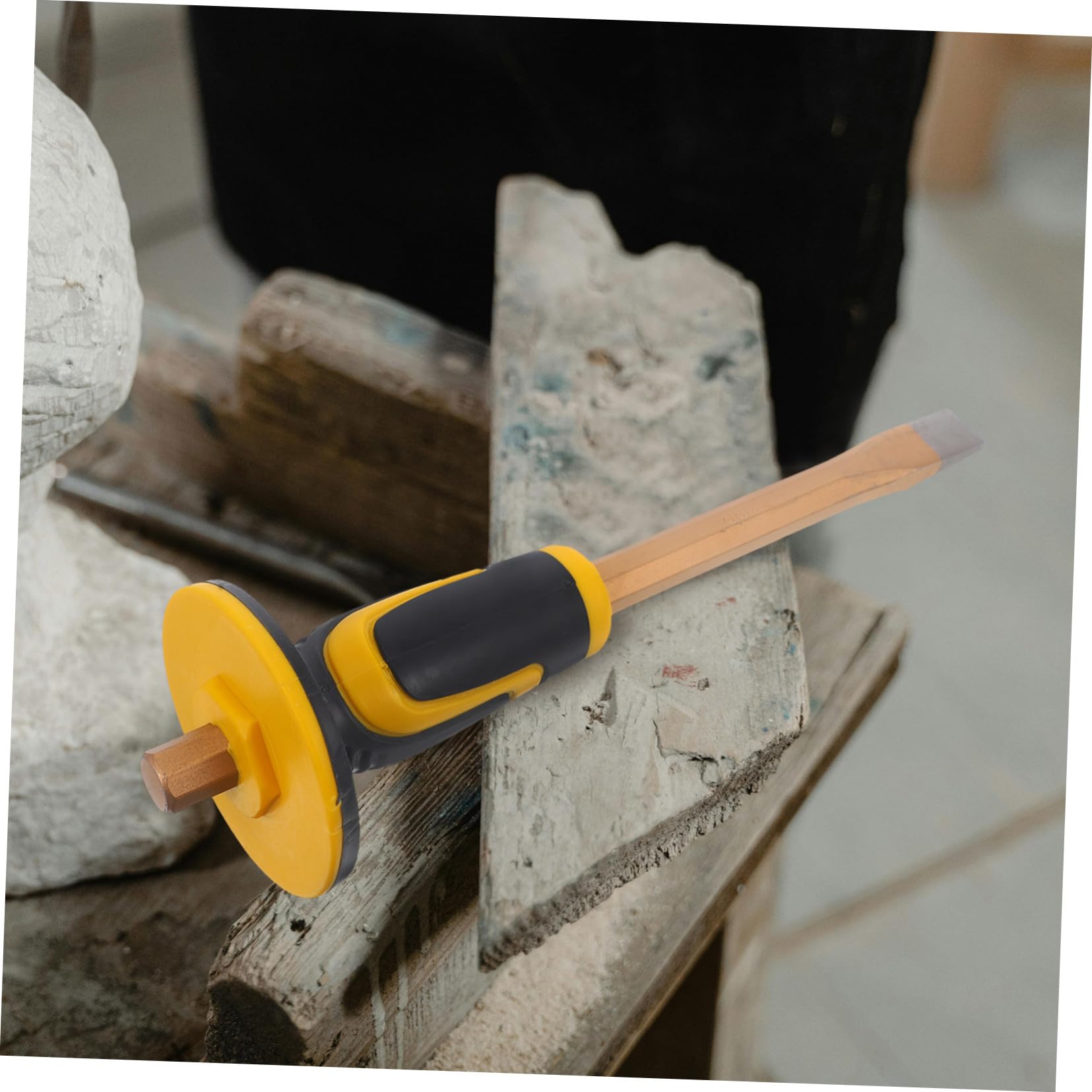 GALPADA Scalpello per Muratura con Protezione per Mani Scalpello Piatti in Acciaio Tungsteno per Intaglio Pietre Mattone Calcestruzzo e Lavori Falegnameria Ergonomico e Resistente