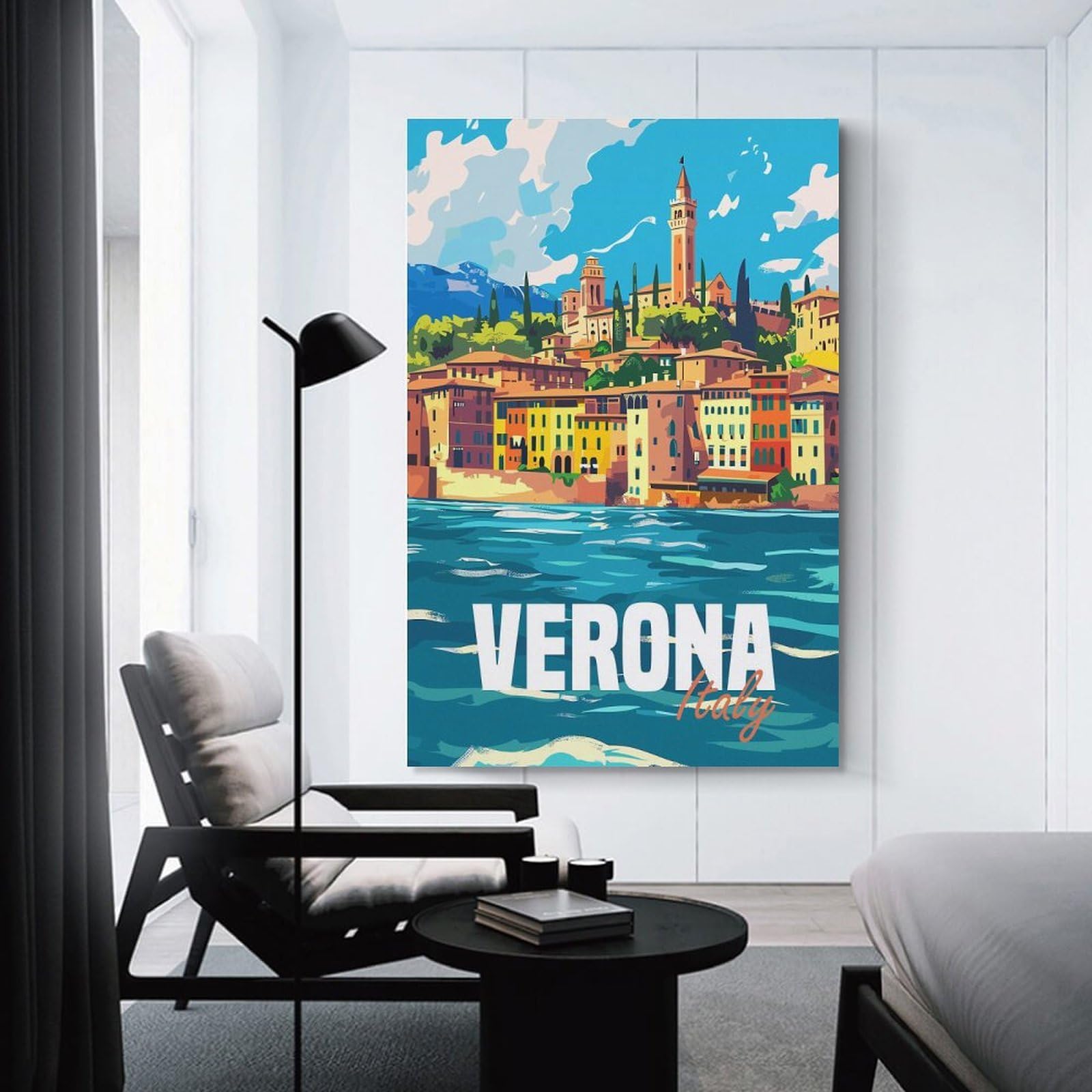 Junmoney Verona City Italy Wall Art Print 12x18inch(30x45cm), for Lounge, Study, Hallway Or Flat Walls, Decorative Artwork with Broad Appeal