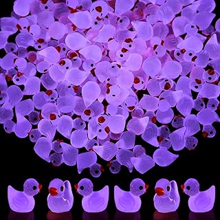 Tarpop 150 Pcs Luminous Tiny Ducks Mini Resin Ducks Miniature Duck Figures Micro Dollhouse Duck Accessories Landscape Gardening Decoration Ornaments (Rose Red, Simple)