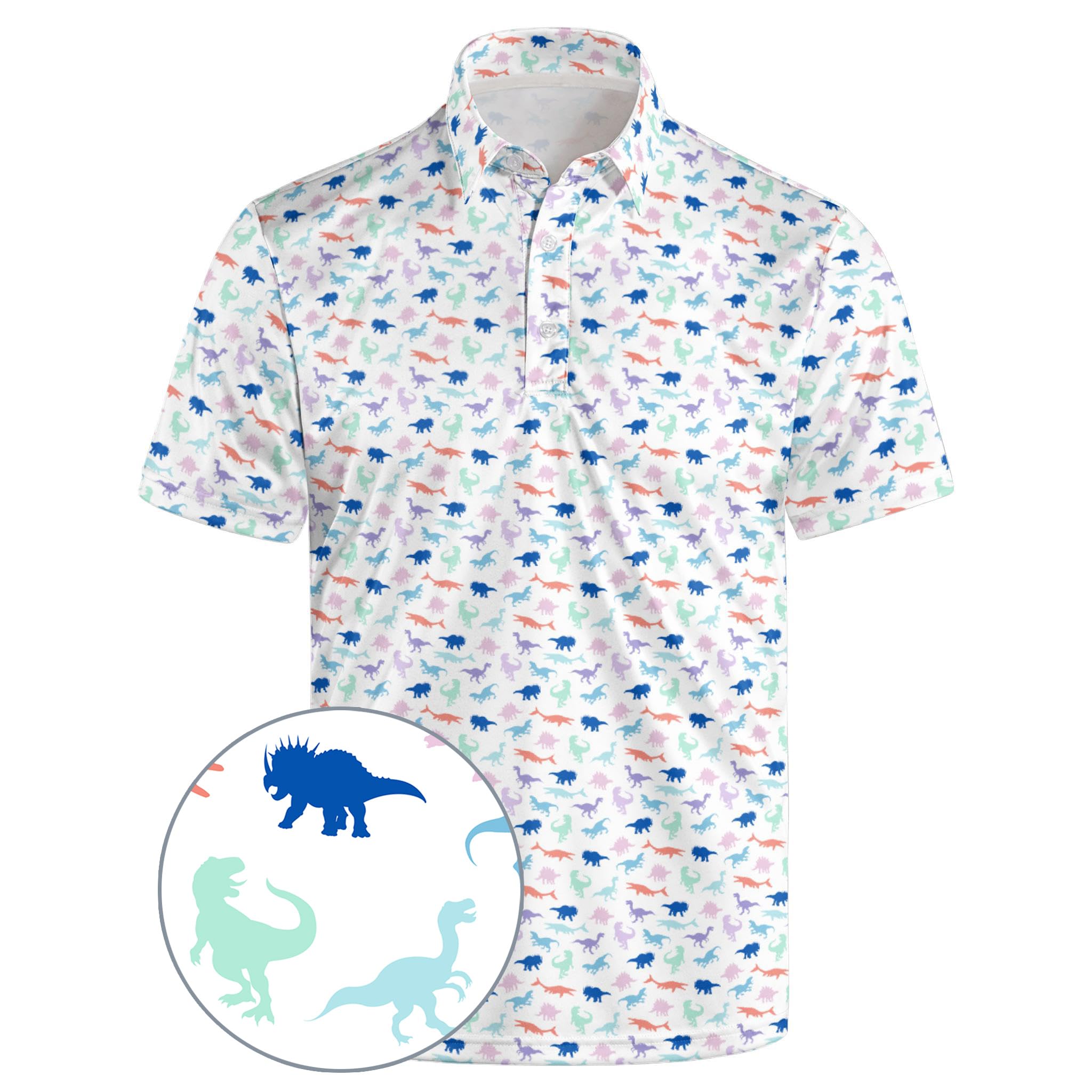 wunjqen Golf Polos for Men Funny Moisture Wicking Golf Shirts Performance Quick-Dry Polo Shirts Short Sleeve