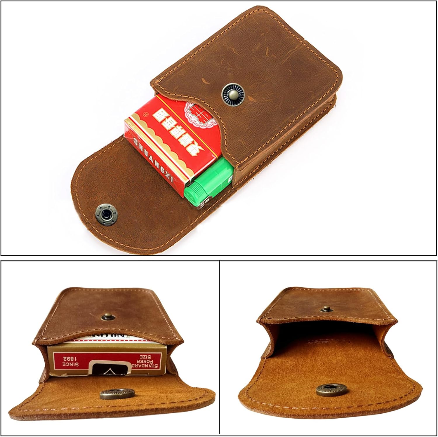Genuine Leather Playing Card Case, Single Deck Playing Card Box，Leather Pouch Multipurpose with Belt Clip for Carrying Cards Small Tools Storage