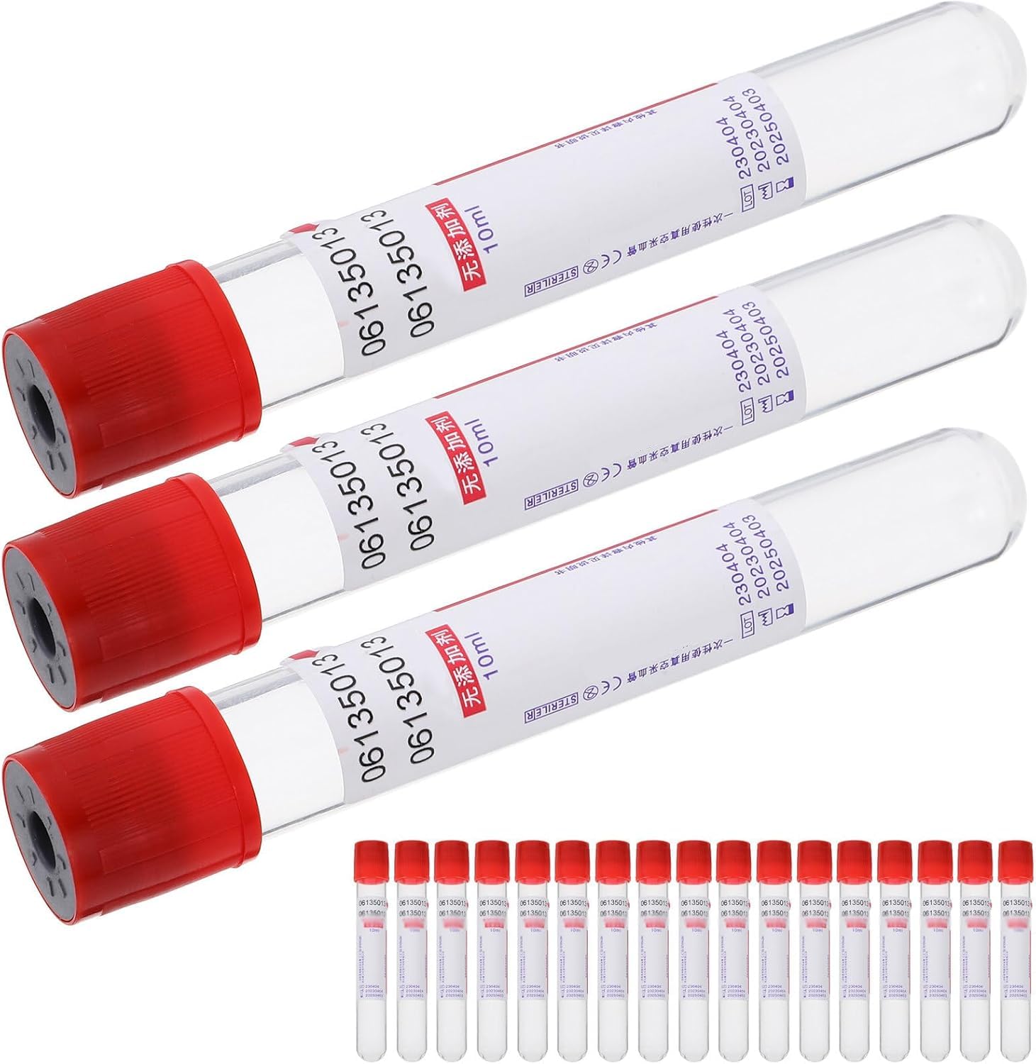 100pcs Tubos De Vidrio Para Extracción De Sangre, 5ml/10ml Tubo De Vidrio, Con Tapas Rojas, Tubo De Vacío Desechable De Presión Negativa, Sin Aditivos, Para Laboratorio Extracción De Muestras Sangre