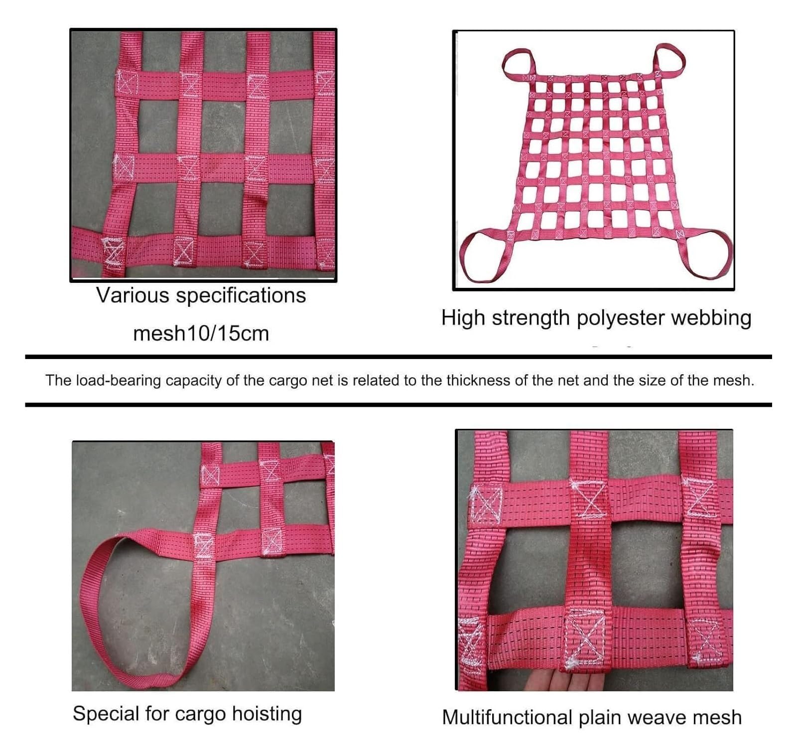Rete di Sollevamento per carichi Pesanti 4x4 m - Rete Piatta e Resistente con Maglia da 15 cm, Portata di 2,5 tonnellate, Perfetta per caricare/scaricare in Sicurezza Camion e rimorchi.