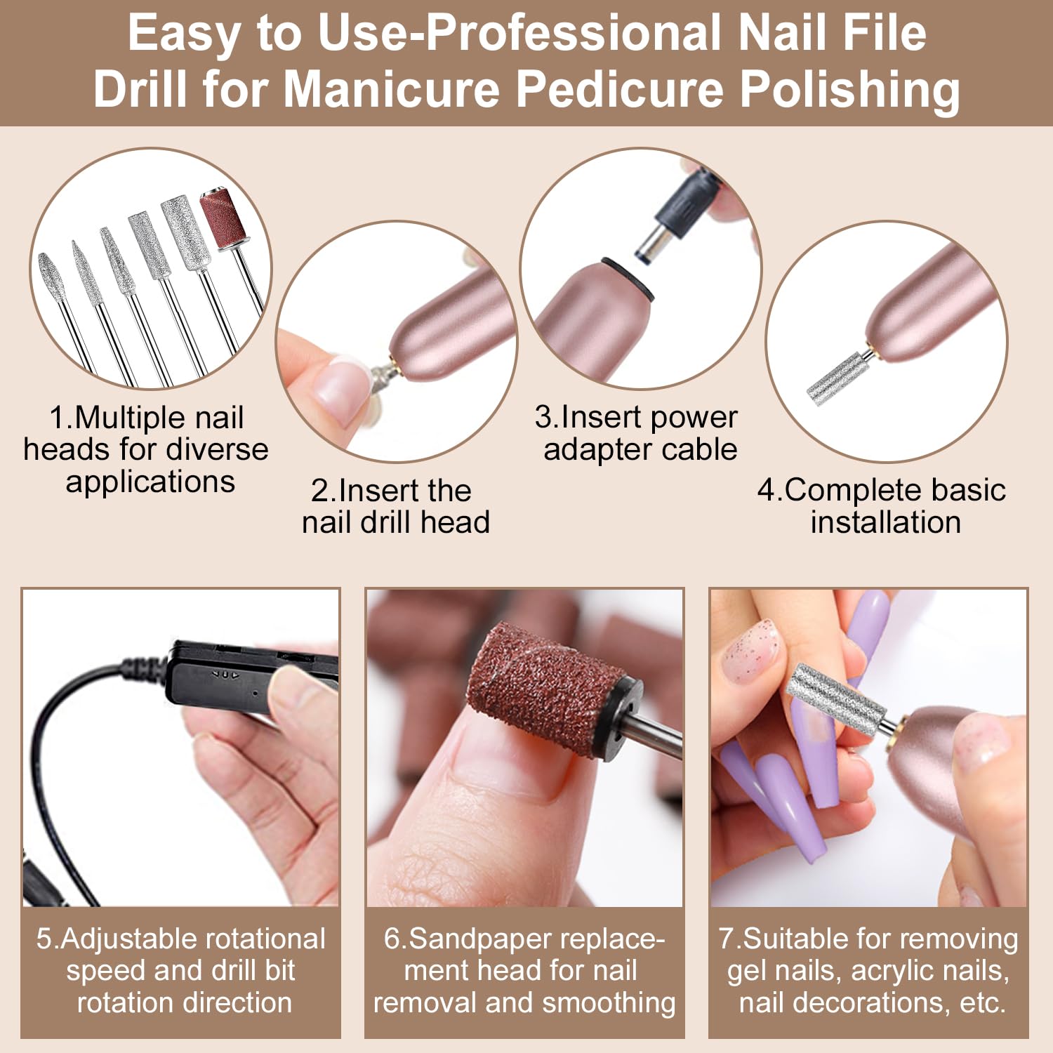 Acrylic Nail Kit Set for Beginners with Everything Acrylic Powder Nail Drill Lamp Starter Kit with False Nail Tips Nail Art Decoration Tools for Home Salon Gifts