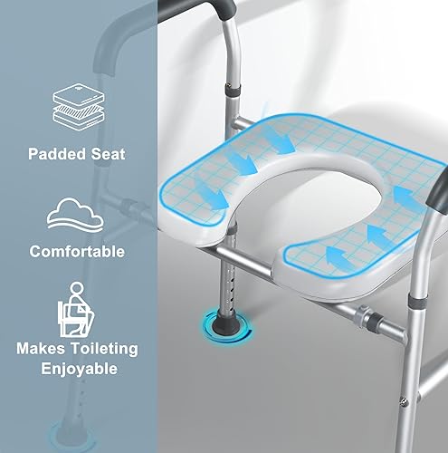 Miniatura 7 de Deewow Asiento de inodoro elevado con asas