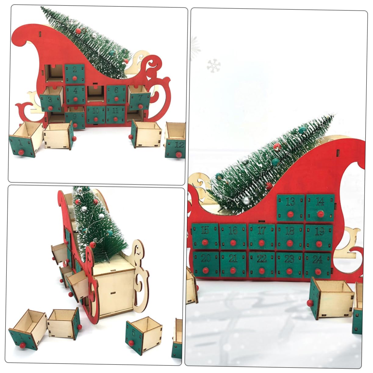 IMIKEYA Weihnachtstischdekoration mit Klassischem Design Grüner Adventskalender für Wohnzimmer und Geschäft Traditioneller Weihnachtskalender für Festliche Dekoration
