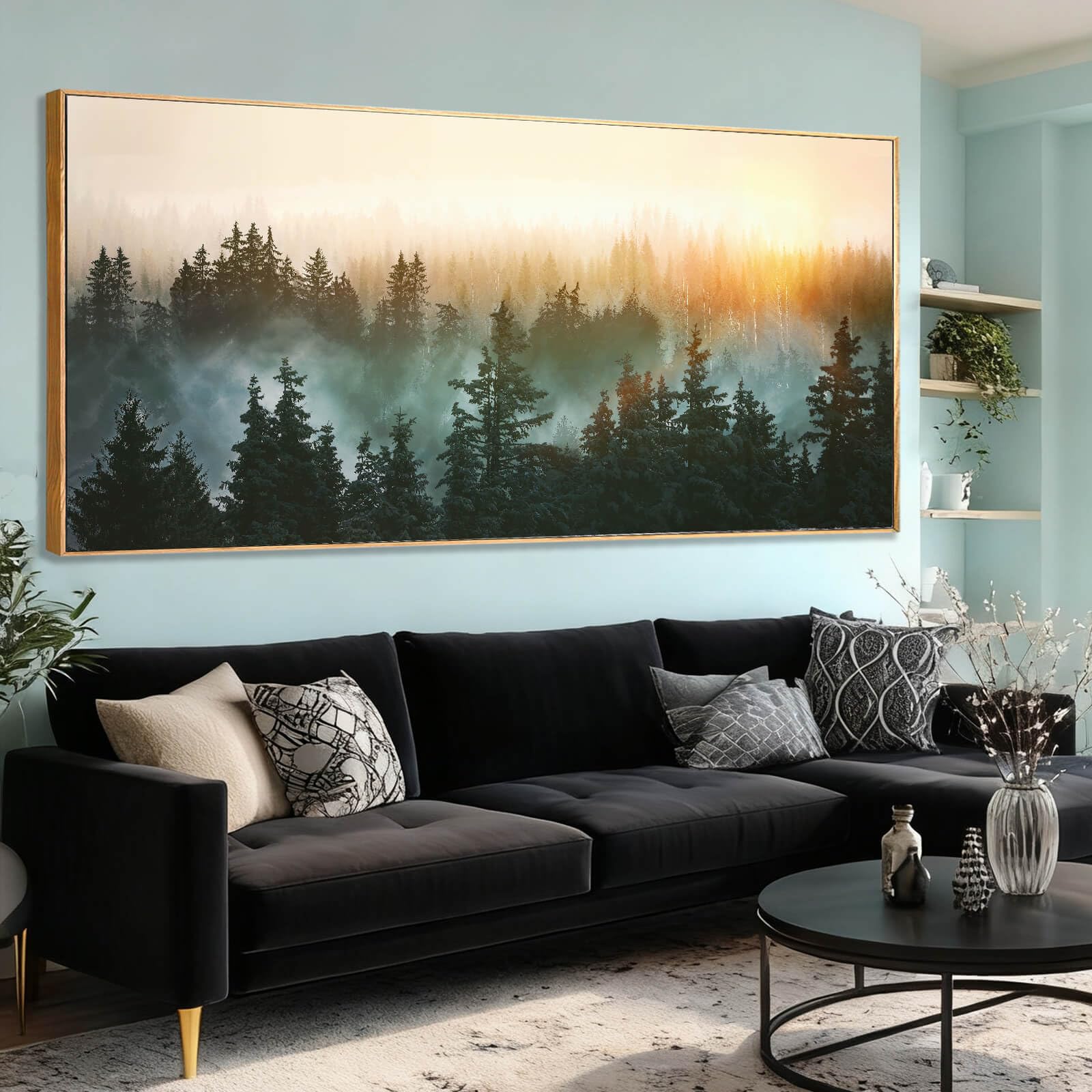 Gold Line Abstract Wall Art - Large Canvas Decor -19