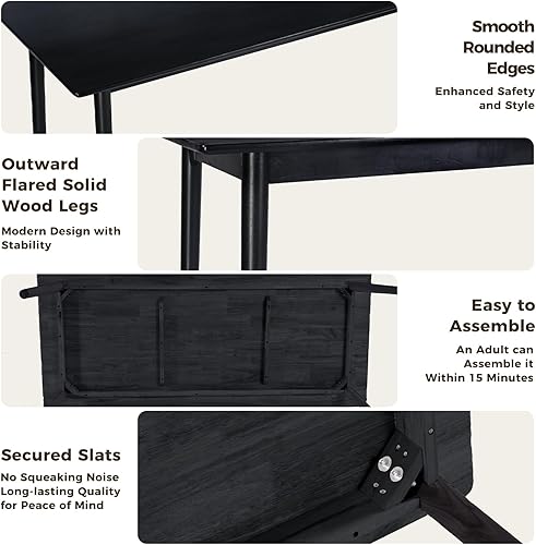 Miniatura 5 de DELAVIN Mesa de Comedor Grande de Madera Maciza de 70.8" para 6-8 Personas, Mesa de Cocina Rectangular de Roble Estilo Moderno de Mediados de Siglo,