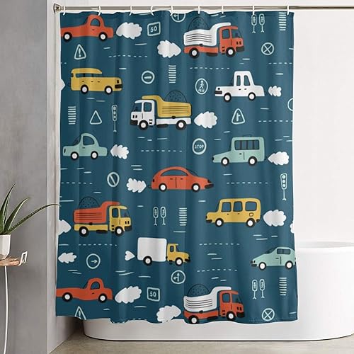 Miniatura 7 de PAILON Cartoon Transportation Plastic Shower Curtain Liner 60x72in Extra Long Shower Curtains for Bathroom Clearance Set with Hooks Cortinas De
